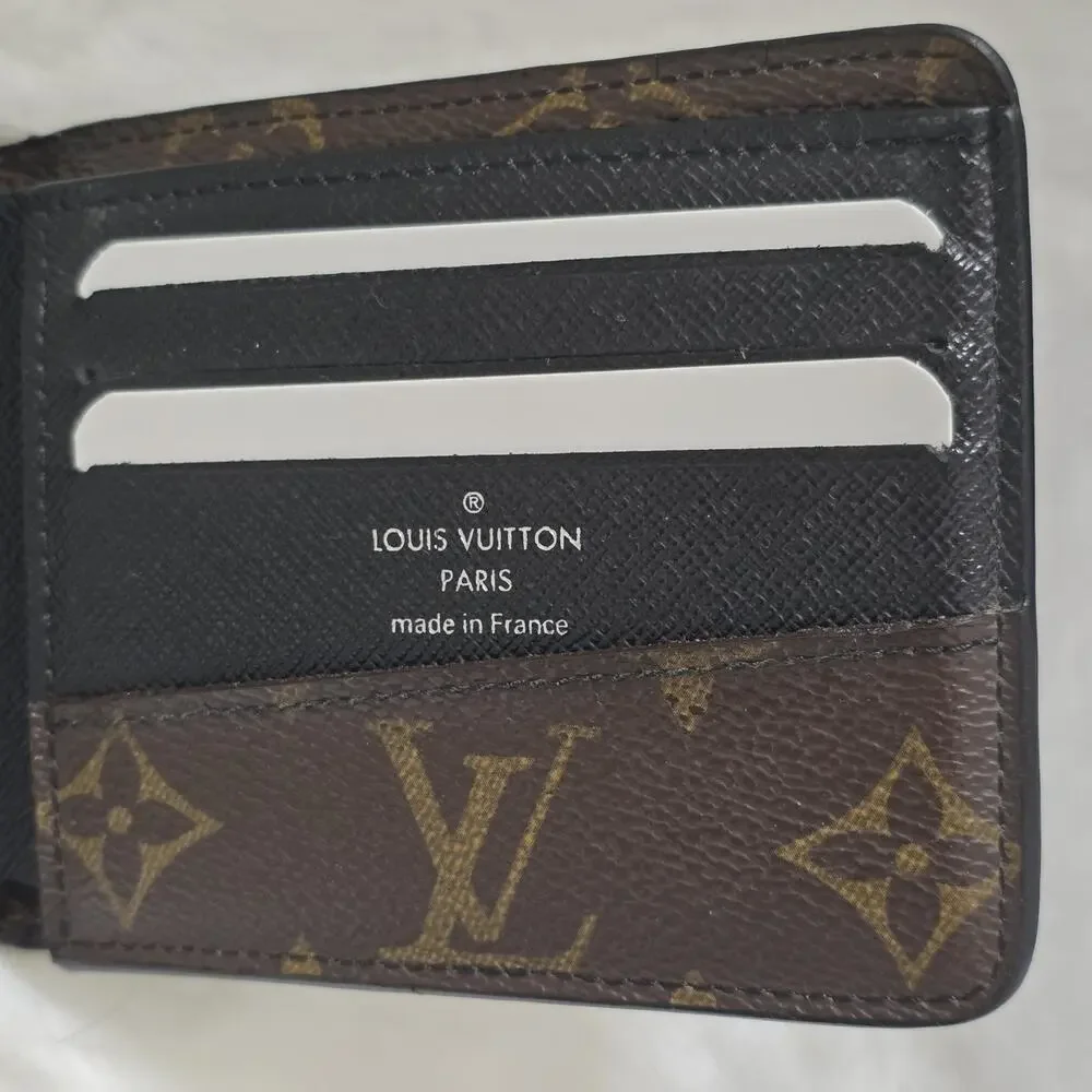 Authentic LOUIS VUITTON Monogram Macassar Gaspar Bi-Fold Wallet w/COA